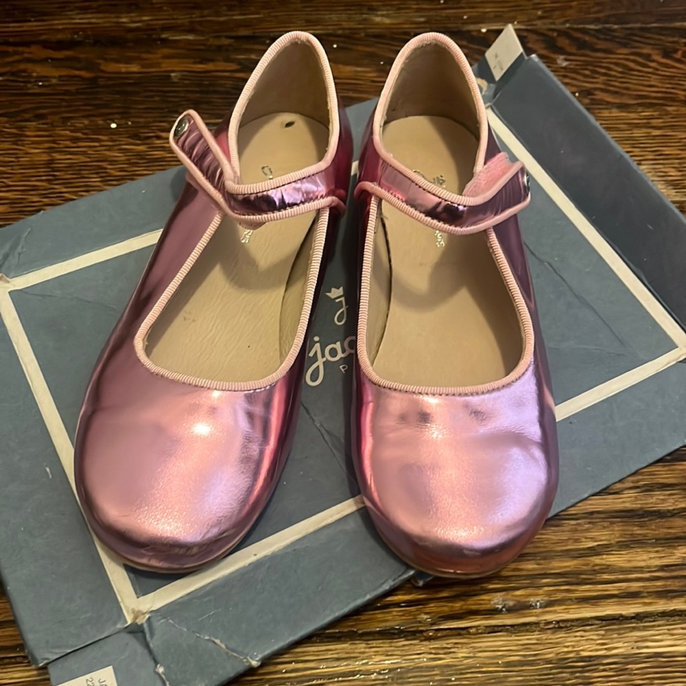 Jacadi girls pink metallic Mary Jane shoe